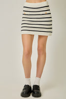 Mystree Nautical Stripe Knitted Skirt in Dark Navy