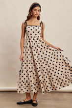 Load image into Gallery viewer, Listicle Polka Dot Bow Detail Maxi Dress in Ecru Black
