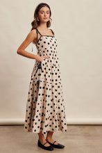 Load image into Gallery viewer, Listicle Polka Dot Bow Detail Maxi Dress in Ecru Black
