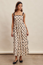 Load image into Gallery viewer, Listicle Polka Dot Bow Detail Maxi Dress in Ecru Black
