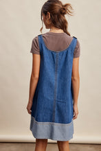 Load image into Gallery viewer, Listicle Contrast Hem Denim Shift Dress in Washed Cobalt

