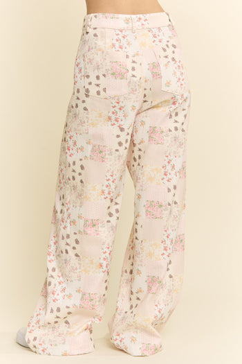 Jade by Jane Floral Patchwork Wide Leg Pants in Multi Color