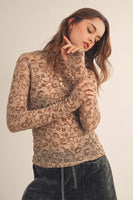 LovLov FITTED Vintage Bloom Lace Couture Mesh Top in Latte