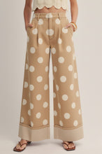 Load image into Gallery viewer, LovLov Washed Timeless Polka Dot Cuffed Hem Wide Leg Denim Pants in Oatmeal
