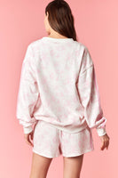 Peach Love French Terry Floral Set with USA Patches in Light Pink