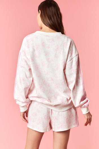 Peach Love French Terry Floral Set with USA Patches in Light Pink