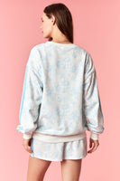 Peach Love French Terry Floral Set with USA Patches in Light Blue