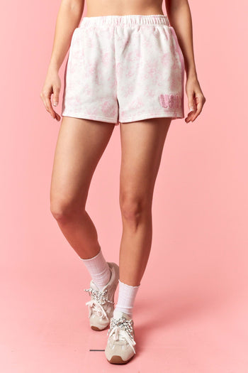 Peach Love French Terry Floral Set with USA Patches in Light Pink