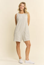 Load image into Gallery viewer, Jade by Jane Textured Knit Striped Romper in Cream/Indigo
