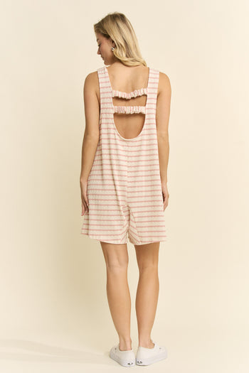 Jade by Jane Textured Knit Striped Romper in Rose