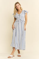Jade by Jane Vintage Check Smocked Midi Dress in Blue