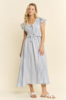 Jade by Jane Vintage Check Smocked Midi Dress in Blue