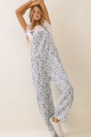 Oddi Floral Printed Cropped Overall Jumpsuit in Washed Flower