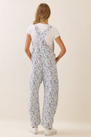 Oddi Floral Printed Cropped Overall Jumpsuit in Washed Flower