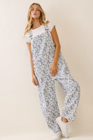 Oddi Floral Printed Cropped Overall Jumpsuit in Washed Flower