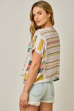 Load image into Gallery viewer, Mystree French Terry Mixed Stripe Knit Top in Multi
