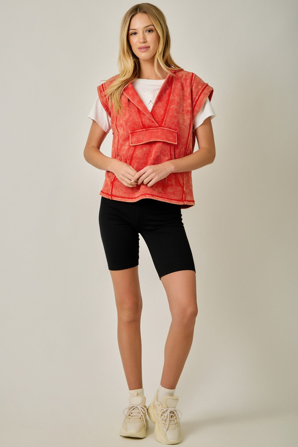 Mystree Comfy Washed Hoodie Top in Washed Tomato – June Adel