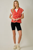 Mystree Comfy Washed Hoodie Top in Washed Tomato