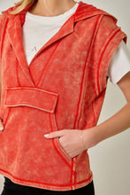 Load image into Gallery viewer, Mystree Comfy Washed Hoodie Top in Washed Tomato
