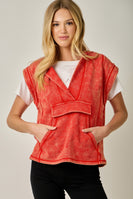Mystree Comfy Washed Hoodie Top in Washed Tomato