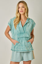 Load image into Gallery viewer, Mystree Comfy Washed Hoodie Top in Washed Emerald
