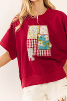 Oddi OVERSIZED State of ALABAMA Patched Sweatshirt in Dark Red