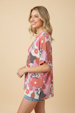 Load image into Gallery viewer, Heimish Ribbed Knit Floral Print Top in Coral Multi
