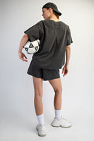 Rae Mode Pigment Washed Cotton Top and Short Set in Black