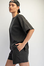 Load image into Gallery viewer, Rae Mode Pigment Washed Cotton Top and Short Set in Black
