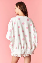 Load image into Gallery viewer, Peach Love Big Dot French Terry Stars And Stripe Flag Patched Top in Light Pink/Off White
