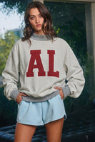 BucketList 'ALABAMA & AL' Reversible Floral Mock Neck Sweatshirt in Grey