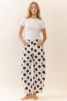 Oddi Polka Dot Printed Denim Pants in Navy