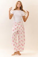 Oddi Polka Dot Printed Denim Pants in Baby Pink