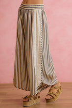 Load image into Gallery viewer, BiBi Striped Eyelet Side Elastic Waist Wide Leg Pants in Black
