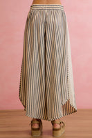BiBi Striped Eyelet Side Elastic Waist Wide Leg Pants in Black