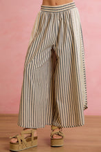 Load image into Gallery viewer, BiBi Striped Eyelet Side Elastic Waist Wide Leg Pants in Black
