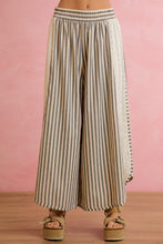 Load image into Gallery viewer, BiBi Striped Eyelet Side Elastic Waist Wide Leg Pants in Black
