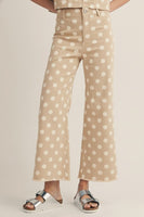 LovLov Classic Polka Dot Rhythm Wide Leg Pants in Oatmeal