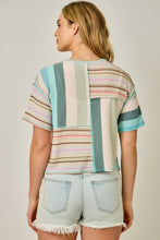 Load image into Gallery viewer, Mystree Mixed Stripe Top in Mint/Teal
