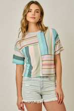 Load image into Gallery viewer, Mystree Mixed Stripe Top in Mint/Teal
