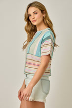 Load image into Gallery viewer, Mystree Mixed Stripe Top in Mint/Teal
