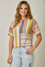 Load image into Gallery viewer, Mystree Mixed Stripe Top in Pink/Yellow
