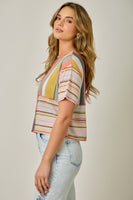 Mystree Mixed Stripe Top in Pink/Yellow