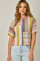 Mystree Mixed Stripe Top in Pink/Yellow