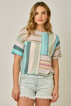 Load image into Gallery viewer, Mystree Mixed Stripe Top in Mint/Teal
