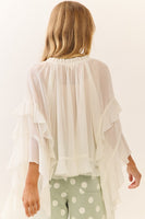 Oddi Sheer Ruffled Chiffon Blouse in Soft White