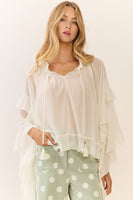Oddi Sheer Ruffled Chiffon Blouse in Soft White