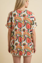 Load image into Gallery viewer, Heimish Waffle Knit Floral Print Top in Peach Multi

