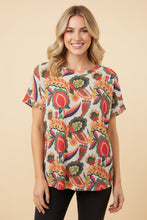 Load image into Gallery viewer, Heimish Waffle Knit Floral Print Top in Peach Multi
