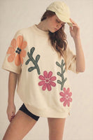 LovLov OVERSIZED Artisan Bloom Patch Top in Ivory